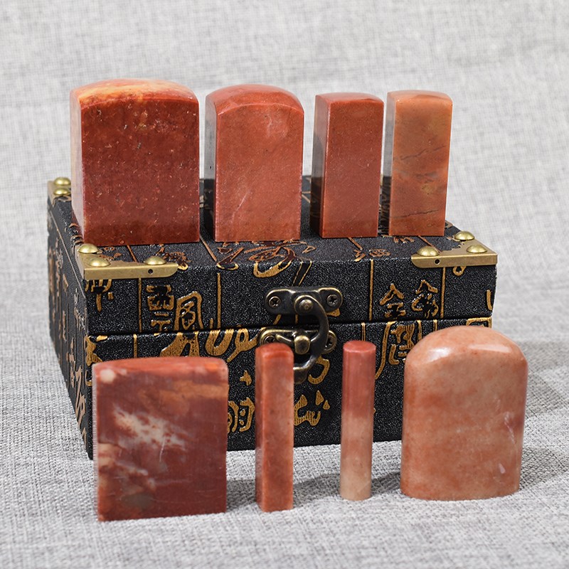 御书房寿山石套装印章石 印章石料 书法书画印章石狮子寿山石文房