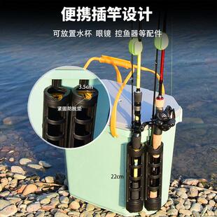 大容量路亚鱼箱插竿超轻钓鱼箱带杆插器多功能收纳钓鱼桶可坐人渔