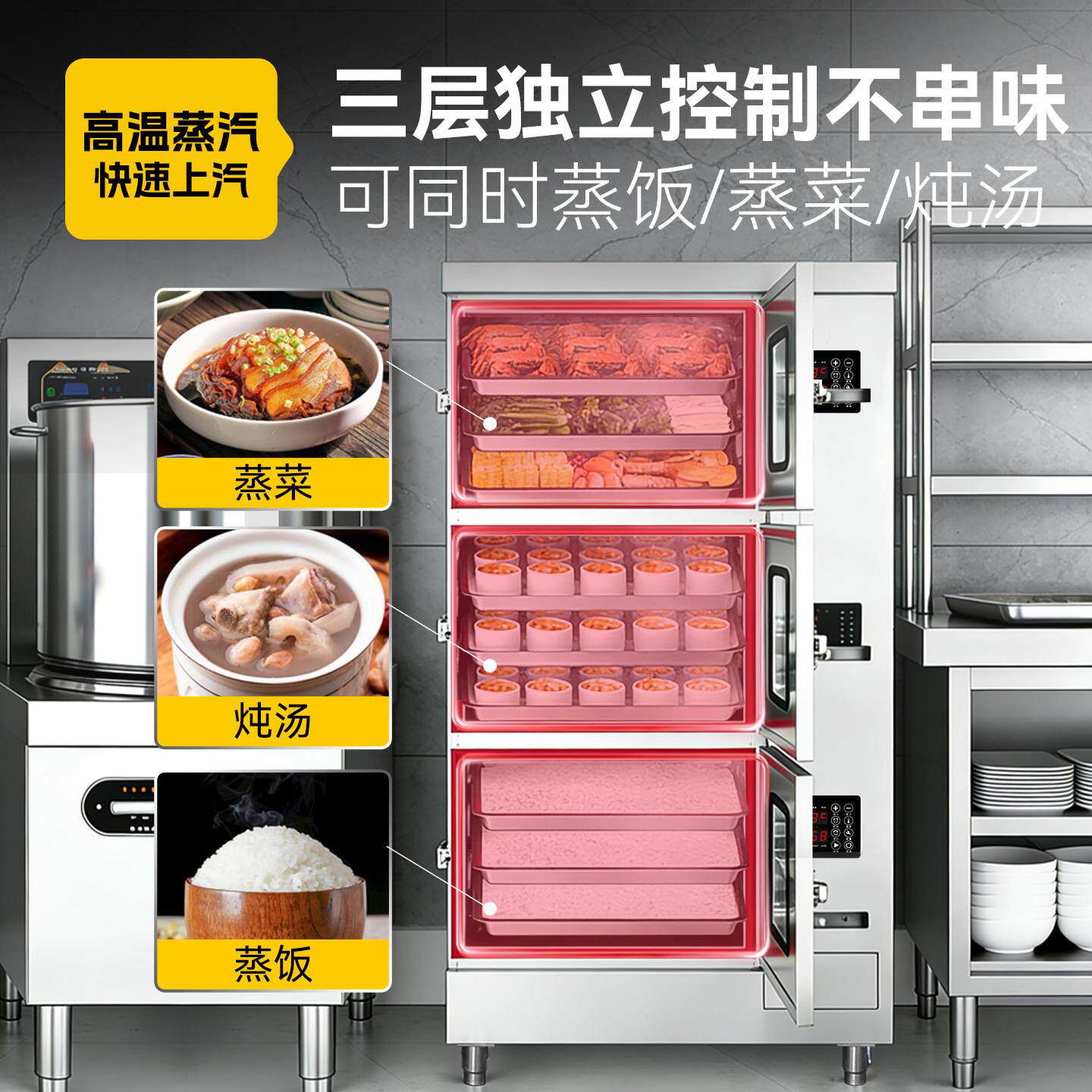 蒸炉商用电蒸箱厨房专用小型智能蒸柜蒸车海鲜蒸柜连锁快餐炖汤机