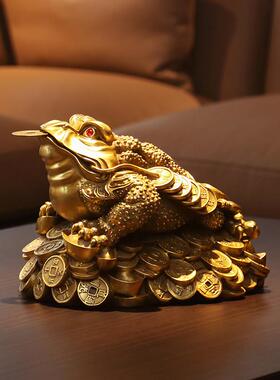 铜欣祥 黄铜三足金蟾摆件家居装饰品办公室开 业礼品摆件