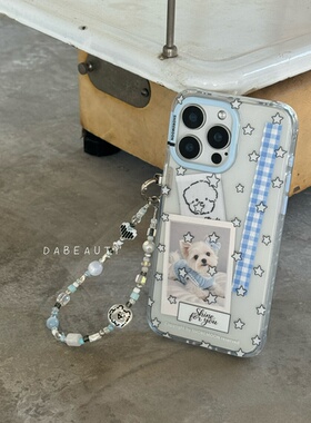 「线条小狗」DAB原创蓝色清新线条小狗可爱款手机链相机链ccd链