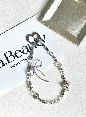 「风铃少女」DaB原创白银配色清冷高级感蝴蝶结手机链相机链ccd链