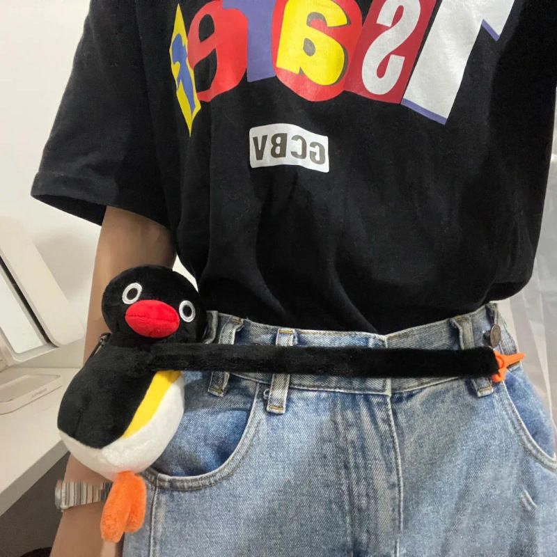 pingu企鹅便携收纳包方便挂包毛绒零钱耳机包玩偶窗帘收纳挂饰