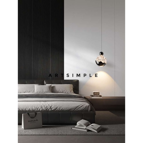 卧室床头吊灯轻奢感手扫触摸可升降主卧客厅背景氛围小吊线灯