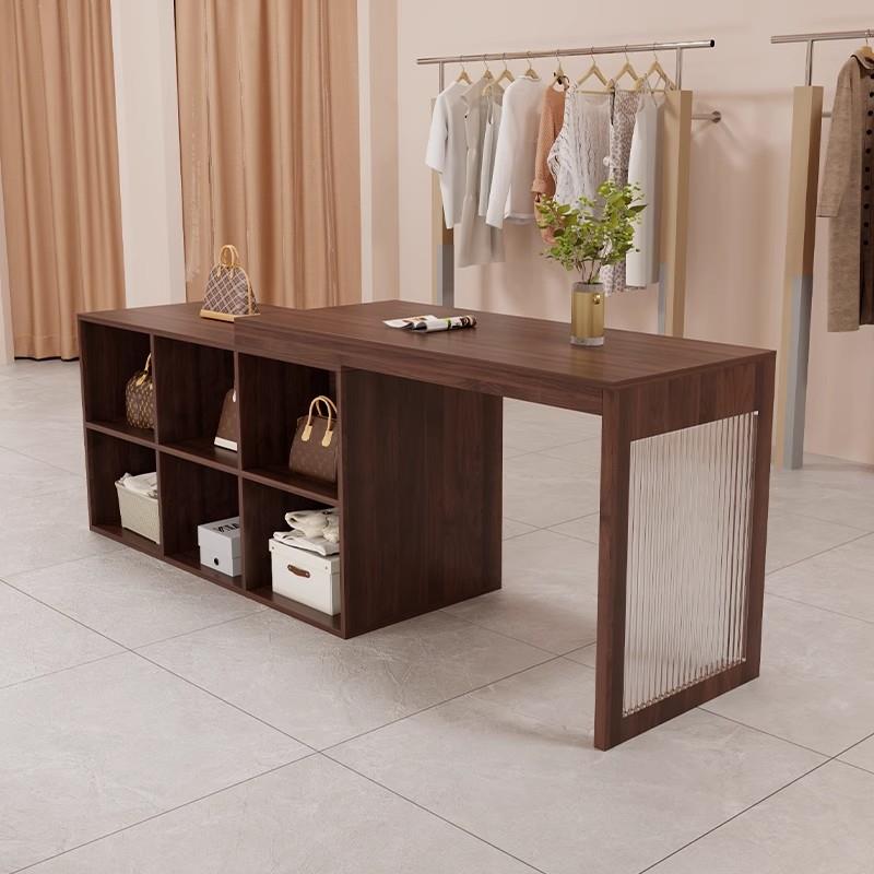 新疆包邮中岛风服装店玻璃中岛桌简约现代展示桌陈列柜女装店铺中