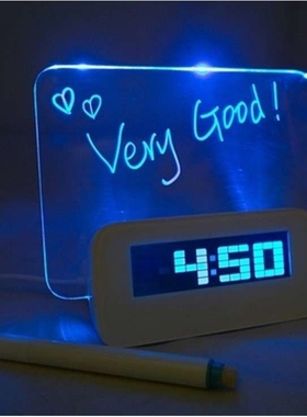 LED荧光留言板闹钟 夜光感应聪明钟 懒人学生音乐闹钟alarm clock