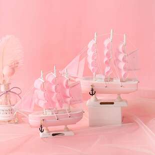 30cm帆船桌面客厅摆件创意手工木质工艺装饰实木摆设木船开业礼品