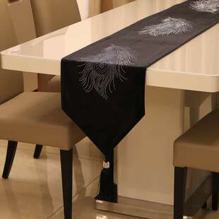 3Q妈咪 欧式简约绒烫钻桌旗 韩式美式中式餐桌茶几床尾巾软装布艺