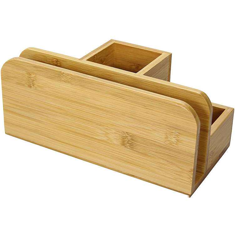 简约桌面物品收纳整理盒竹质客厅茶几遥控器创意办公分类储物盒子