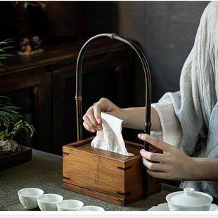 抽纸盒定制复古 纸巾盒客厅轻奢风高档茶几创意长方形餐巾盒新中式