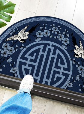 起贝新中式脚垫橙色半圆地垫进门丝圈地毯入户门口门厅蹭灰门垫