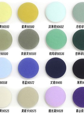 4个包邮蓝绿色圆形包布纽扣 浅紫色衬衫风衣西装/西服袖口钮扣子