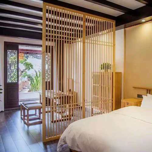 日式屏风隔断竹装饰欧式客厅玄关新中式禅意简约座屏镂空实木格栅