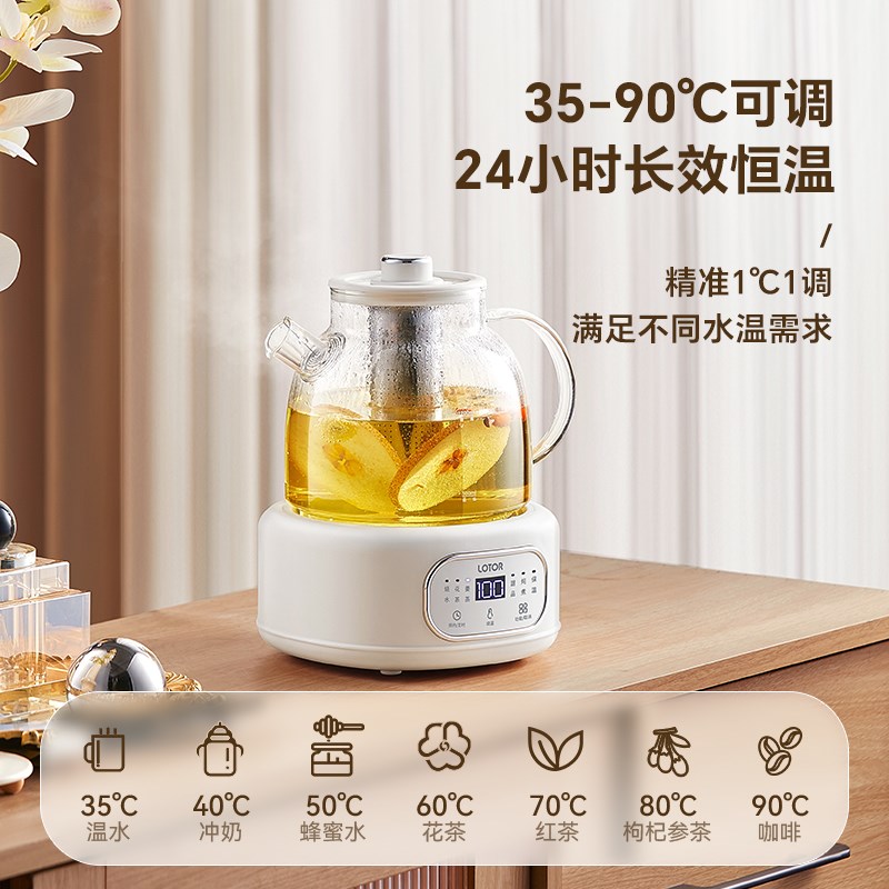 lotor小圆吨养生壶纯全玻璃烧水壶电煮茶壶办公室小型家用多功能
