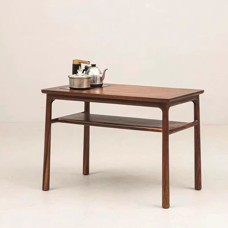 新中式阳台实木茶桌椅组合禅意黑胡桃白蜡木泡茶桌酒店民宿办公室