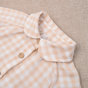 彩棉宝宝衬衫女童长袖婴儿夏款薄纯棉纱布格子小童洋气春秋防晒衣