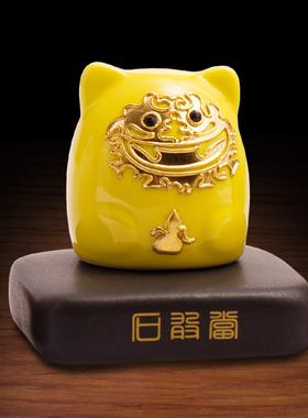 金门五福石敢当摆件可爱狮子门口玄关客厅装饰厦门漆线雕工艺品