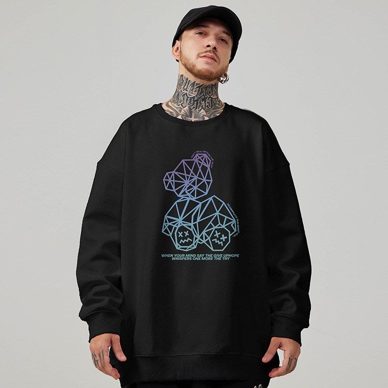 紫色卫衣2024新款重磅美式圆领加肥加大码男装纯棉无帽加绒春秋季