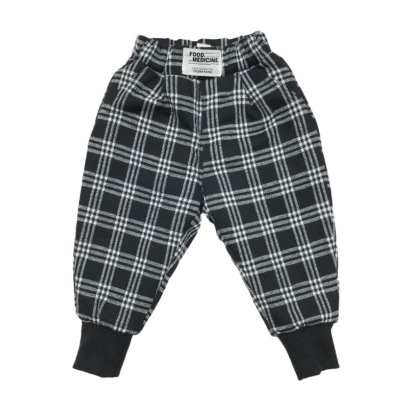 冬装女童洋气格子加绒裤子儿童夹棉加厚外穿宝宝棉裤小童保暖秋冬