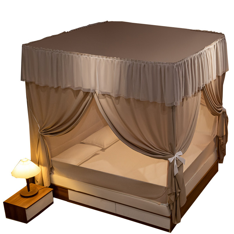 遮光防摔三开门全底蚊帐全包围高级家用卧室儿童婴儿防掉床防护栏