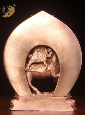 真古意 铜吉祥天母佛像摆件紫铜家居客厅护法吉祥天女摆放工艺品