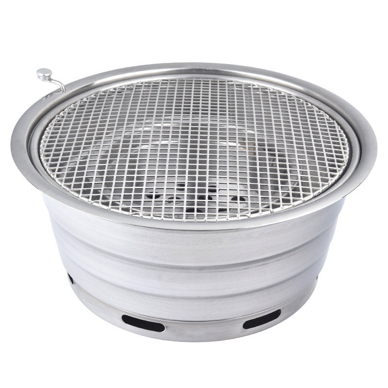 韩式碳烤炉大号烧烤炉商用餐厅烤肉炉圆形镶嵌烤锅木炭上排烟烤炉