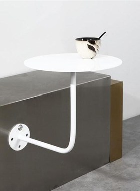 壁挂咖啡奶茶店小圆桌茶饮店烘焙店卡座壁装小桌蓝绿红灰银色餐桌