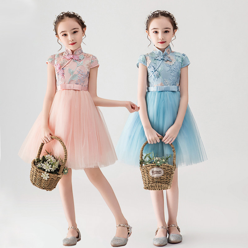 儿童演出服女童舞蹈裙礼服中国风汉服小学生合唱元旦朗诵表演服装