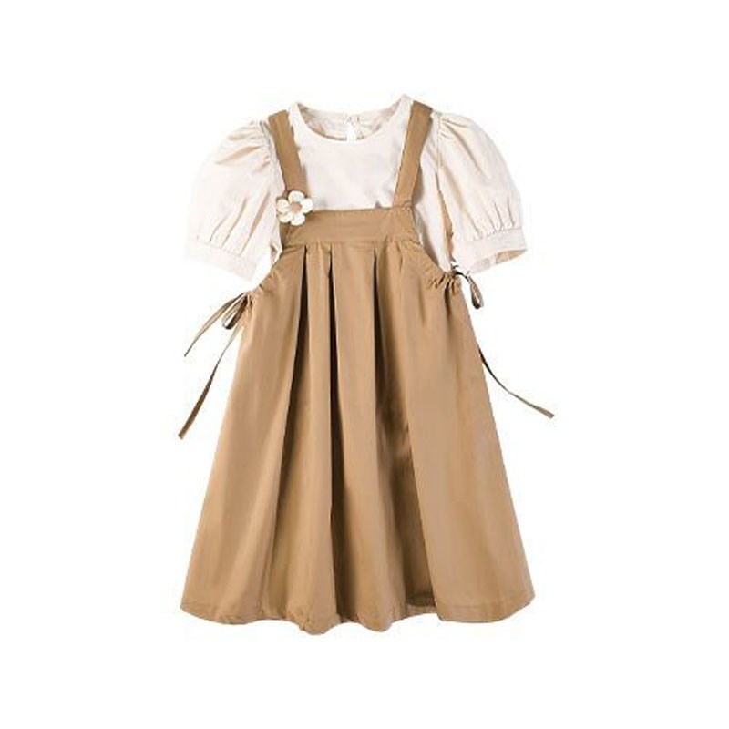 女童夏季连衣裙2025新款洋气儿童女中大童学院背带裙套装公主裙子