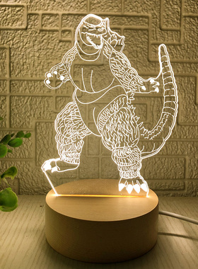 哥斯拉小夜灯遥控充电卡通儿童房床头卧室睡眠灯学生宿舍台灯礼物