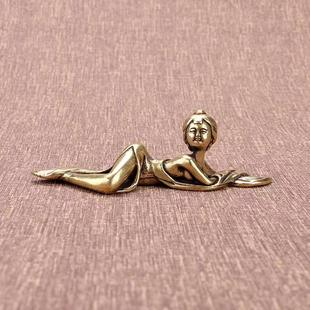 纯铜古代侍女摆件工艺搁笔架文房用品办公室桌面装饰创意精美礼品