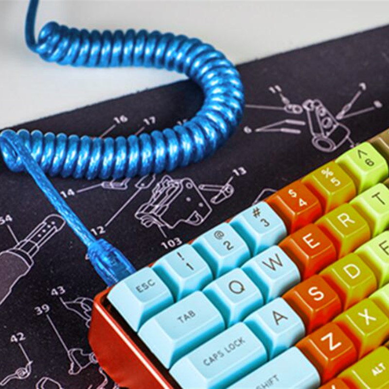 包邮typec 螺旋线 micro安卓数据线 机械键盘mini USB 磁环屏蔽