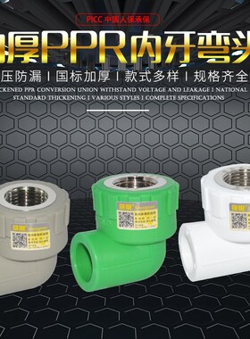 晟悦 PPR内丝弯头20 25家用热熔4分6分ppr自来水管配件接头灰绿