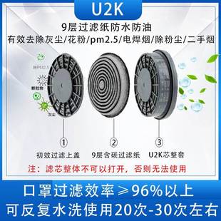 日本重松原装口罩U2K/W滤芯可水洗防颗粒电焊烟煤矿粉尘面具配件