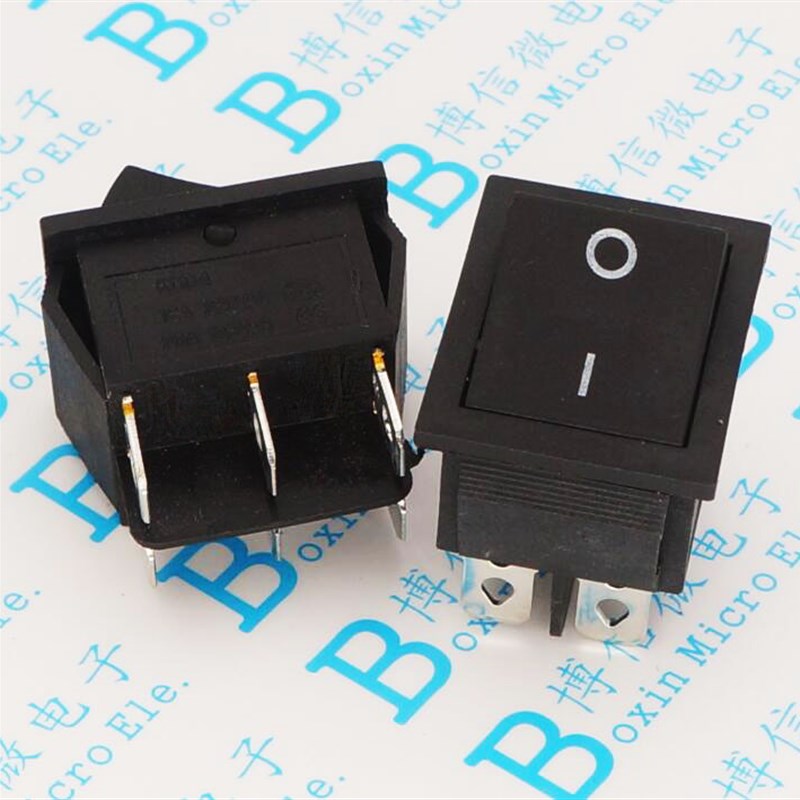 25*31 黑色船型开关六脚两档 KCD4-6P 31X25MM 16A250VAC按键电源