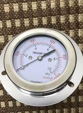 轴向带边膜盒压力表YE-60ZT 0-10kpa 1000mmh2o直径62mm牙m14X1.5