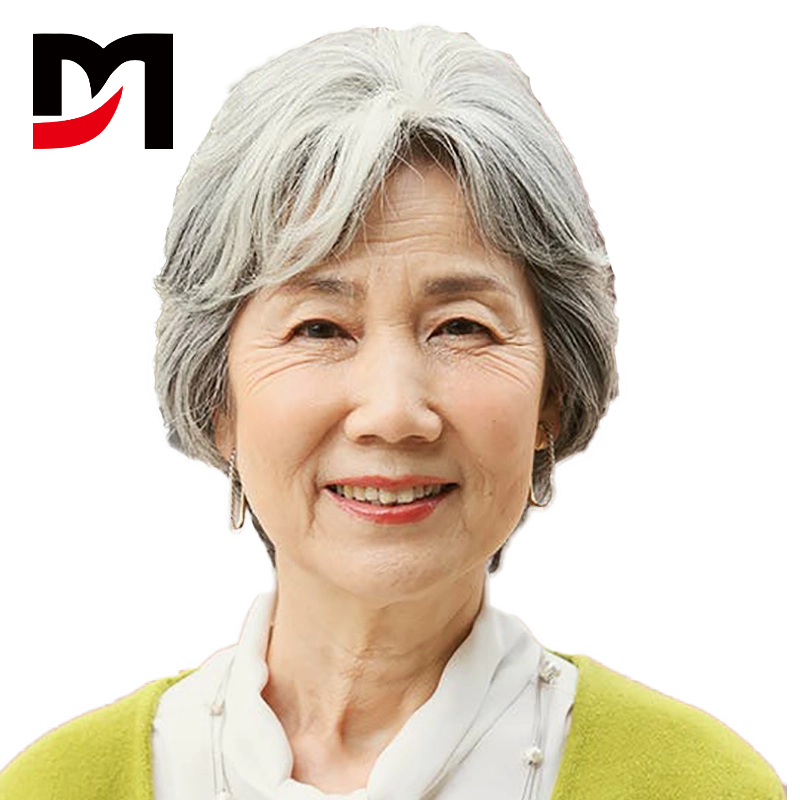 中老年老人假发 白发发套全真发蓬松发型 夏季妈妈女士真发