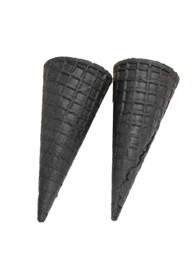 小号冰淇淋甜筒黑色脆皮壳竹炭冰激凌蛋筒商用蛋卷雪糕筒400个