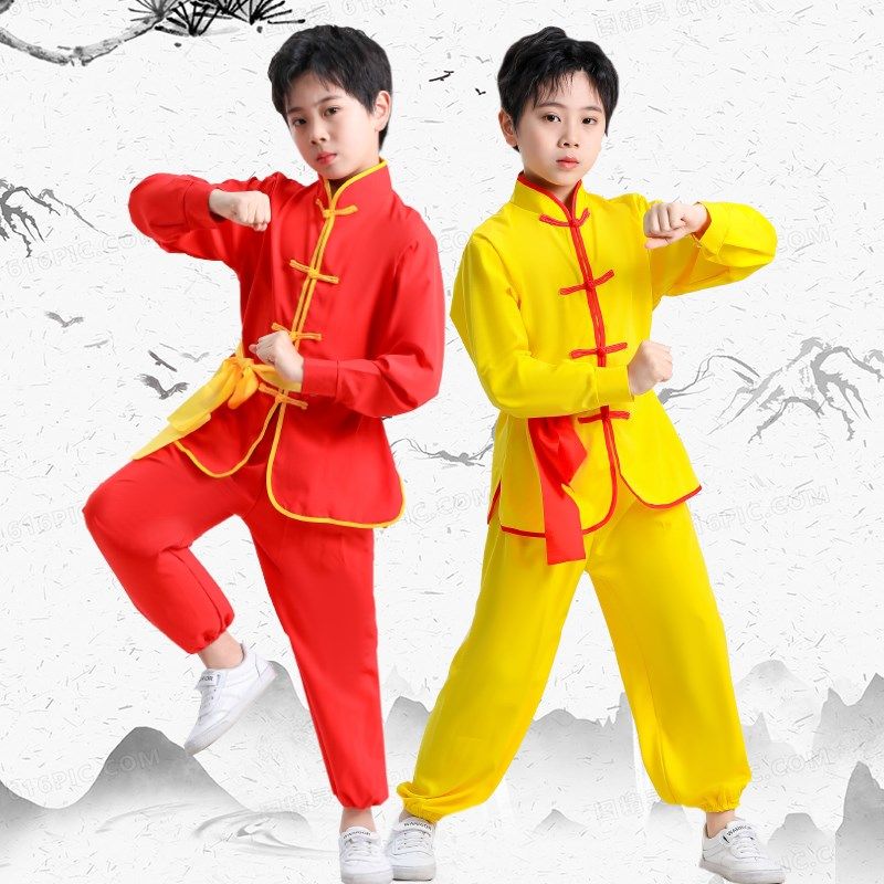 儿童武术服表演服四面弹太极比赛演出服男女童幼儿武术训练服武侠