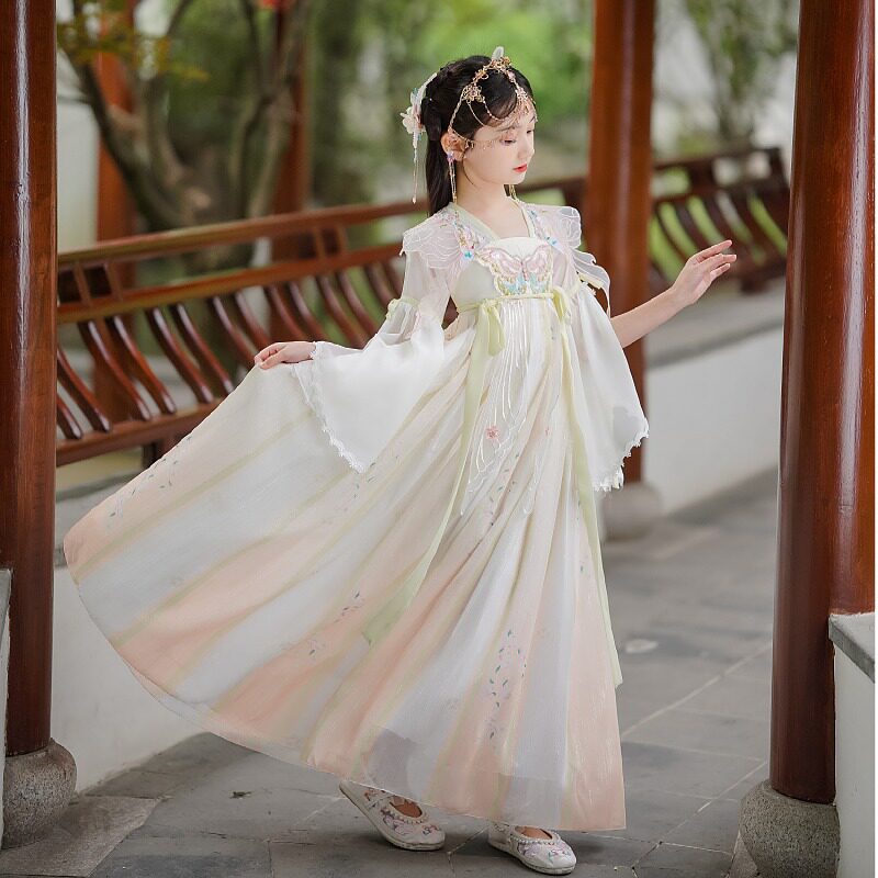 汉服女童儿童古装2023新款仙气中国风唐装襦裙超仙女孩古筝演出服