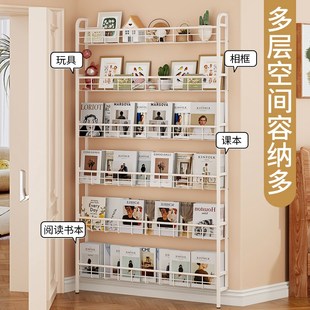 门后超薄置物架落地书架家用一体靠墙儿童绘本收纳柜夹缝壁挂书柜