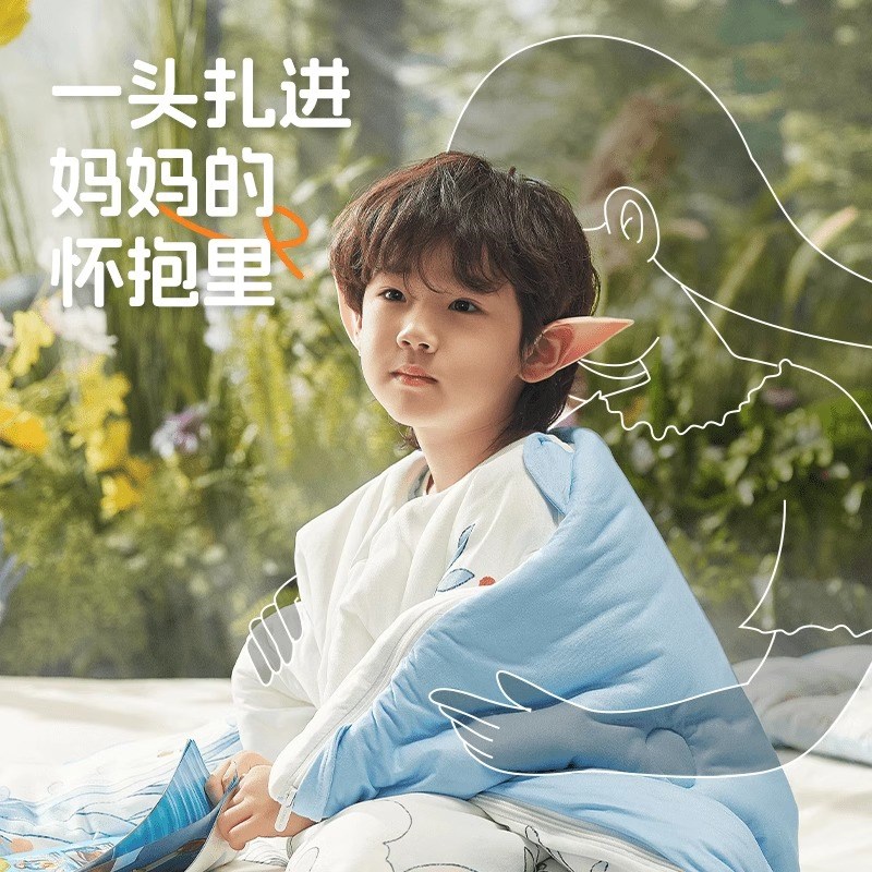 卡伴儿童睡袋秋冬婴儿宝宝防踢被神器幼儿园恒温被豆豆绒加厚被子