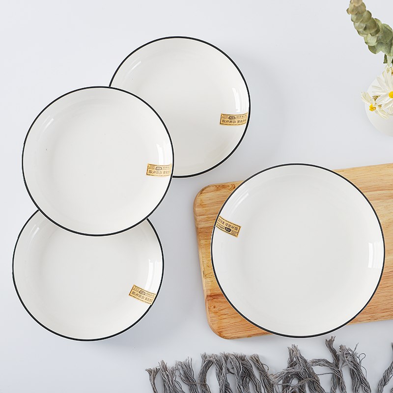 陶瓷日式米饭碗10个套装家用吃饭碗小汤碗简约竖纹餐具适用微波炉