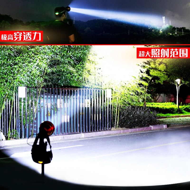 16核超亮强光头灯12V毫秒感应手机充电户外头戴式LED强光远射灯
