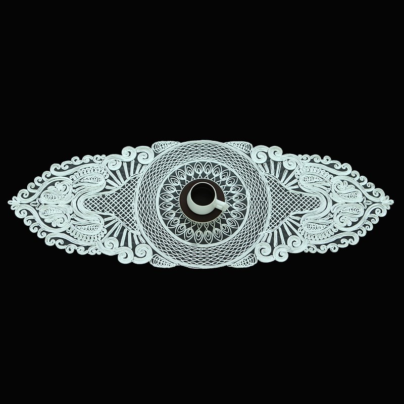 唯米5102简约蕾丝镂空三角长条形茶几垫桌旗电视床头柜多用盖巾布