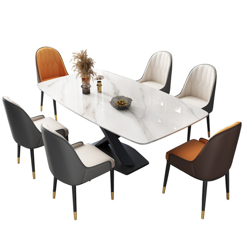 岩板餐桌家用大小户型组合意式亮光高端长方形现代简约轻奢西餐桌