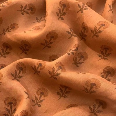 定制款超薄细腻纯苎麻数码印花布古香古色风格薄款苎麻印小花布