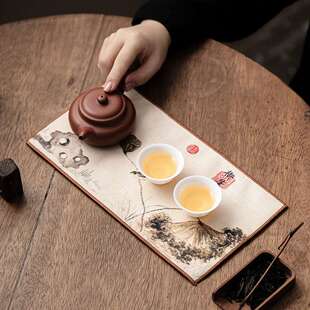 中式国潮创意长方茶席加厚吸水茶巾功夫茶道配件茶垫桌布茶壶垫