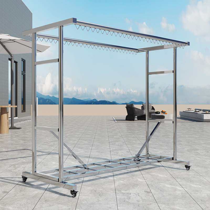 kt304不锈钢晾衣架落地家用阳台室外晾衣双杆晾挂晒被子防风可移,收纳整理,置地/升降晾晒衣架,淘宝优惠券,粉丝福利购,淘宝优惠卷