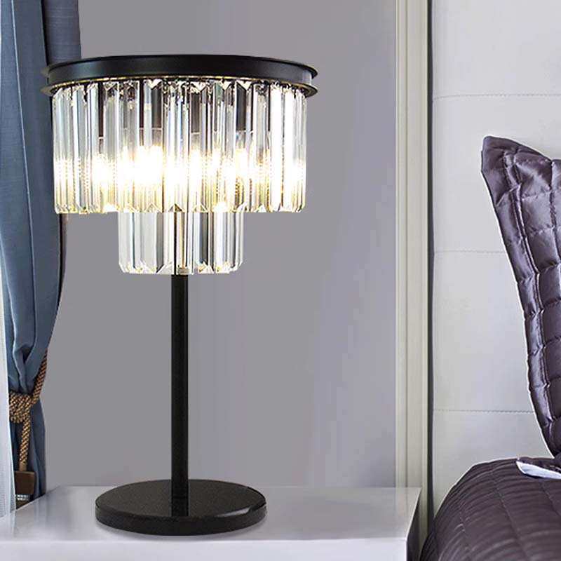 美式轻奢水晶台灯卧室床头灯简约田园乡村复古灯北欧书桌装饰灯具